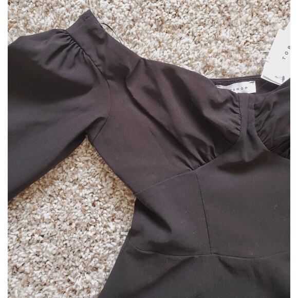 Topshop Bengaline Off the Shoulder Bardot Neck Black Women's Blouse size 2 - Picture 9 of 12